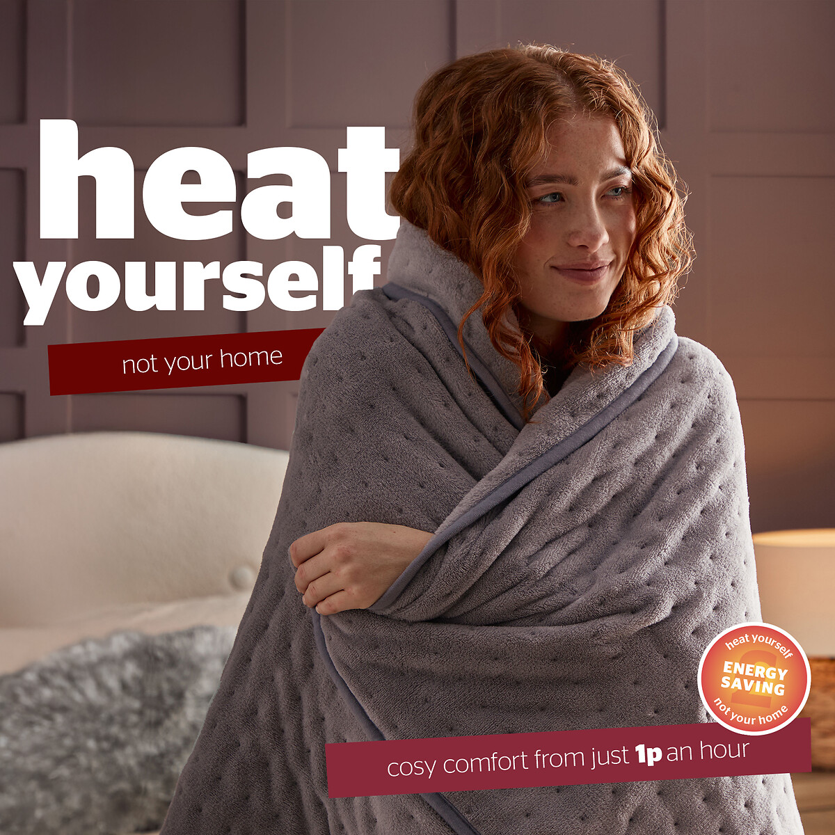 Luxury Comfort Control Fleece Heated Throw grey, SILENTNIGHT