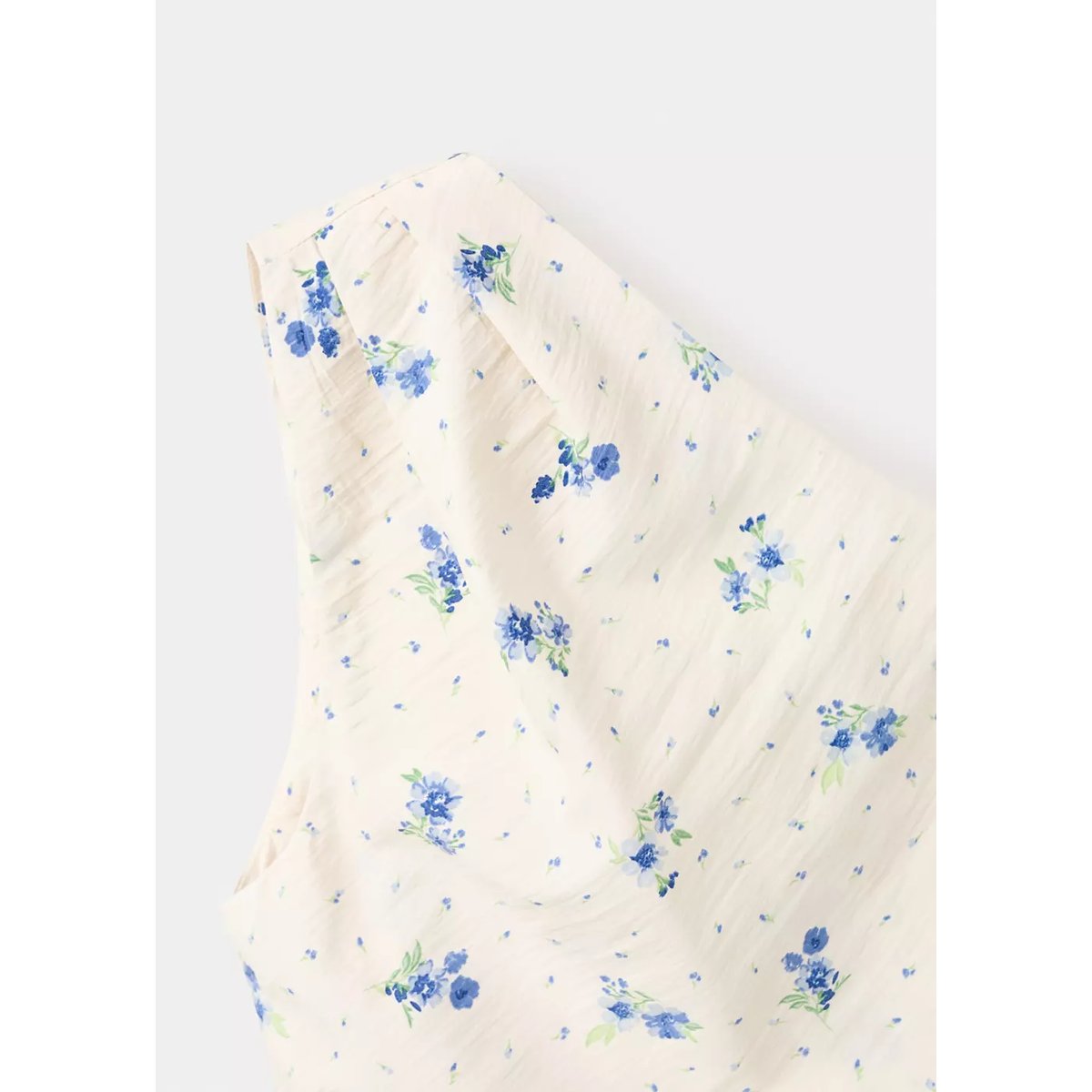 Top asymétrique à fleurs blanc, MANGO