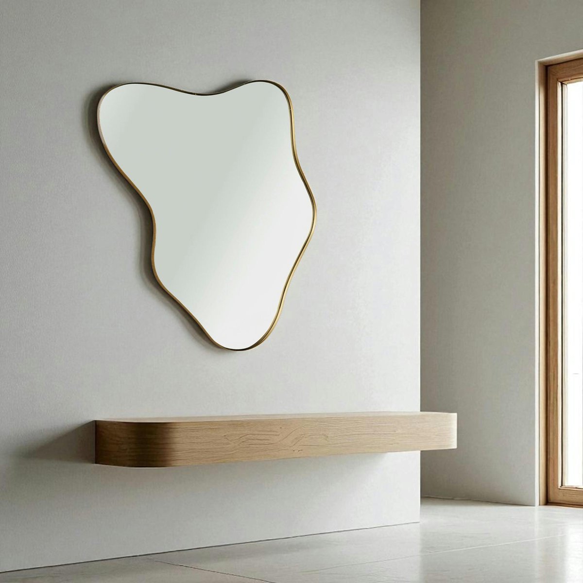 Miroir mural forme organique BRIG doré, PIER IMPORT