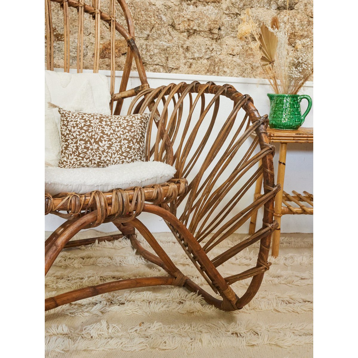 Fauteuil en rotin Ernest N°1034 - Bon état bois foncé, DEBONGOUT