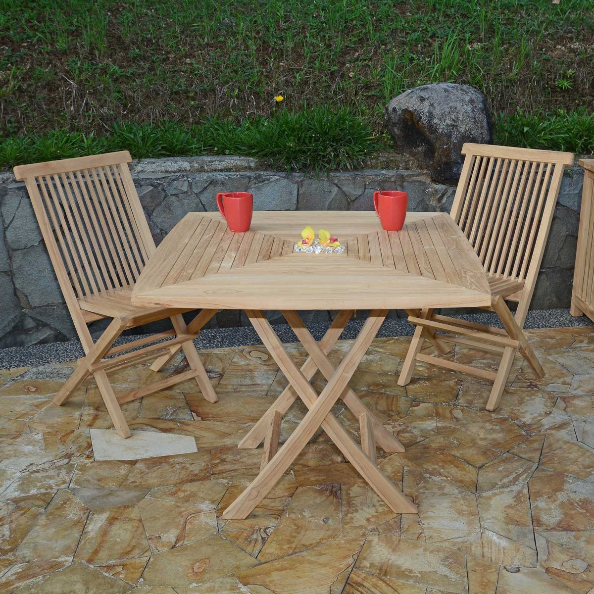 Salon de jardin en teck massif Malo, 2 places naturel, TECK ATTITUDE