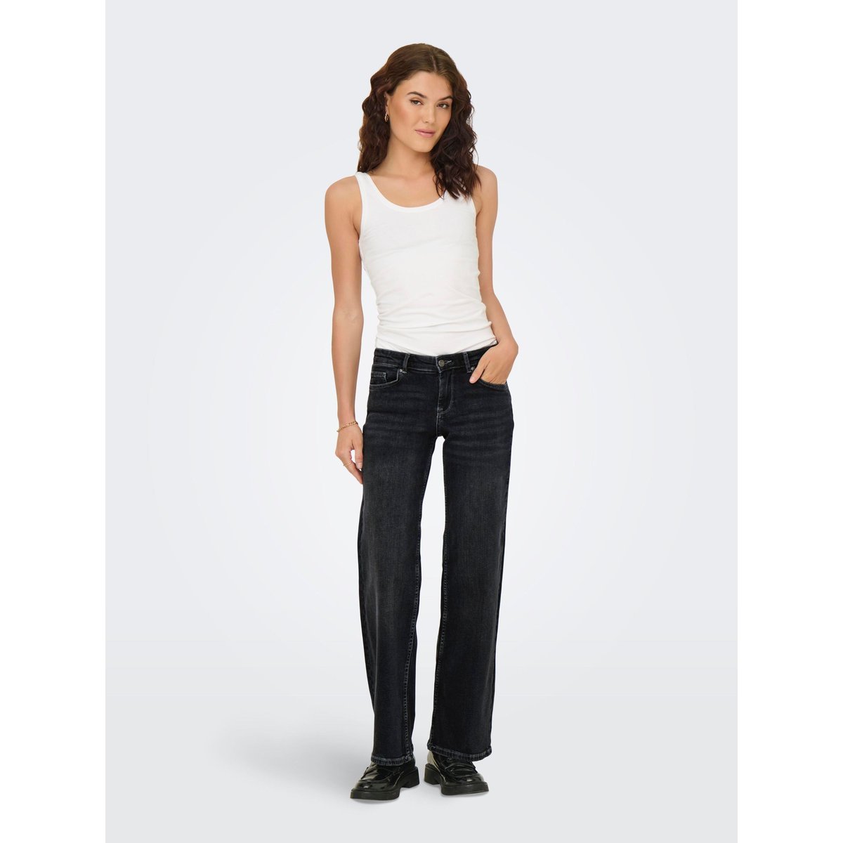 Jean À Jambe Large washed black, ONLY