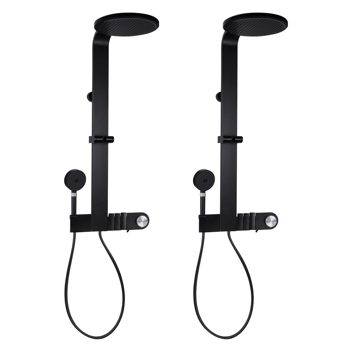 Lot de 2 colonnes de douche thermostatique, NEO noir, SENSEA