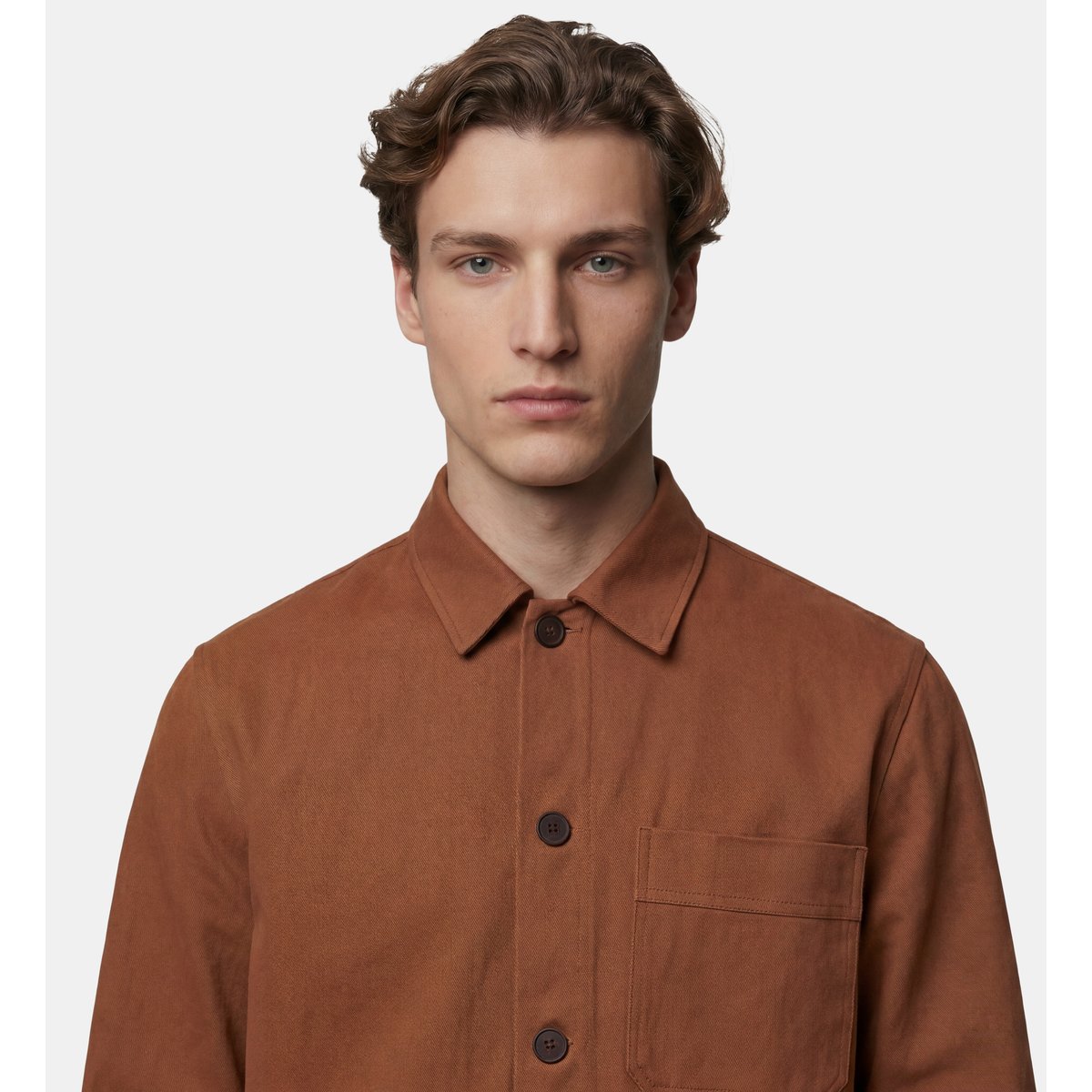 Veste worker natelier en coton marron chocolat, GALERIES LAFAYETTE