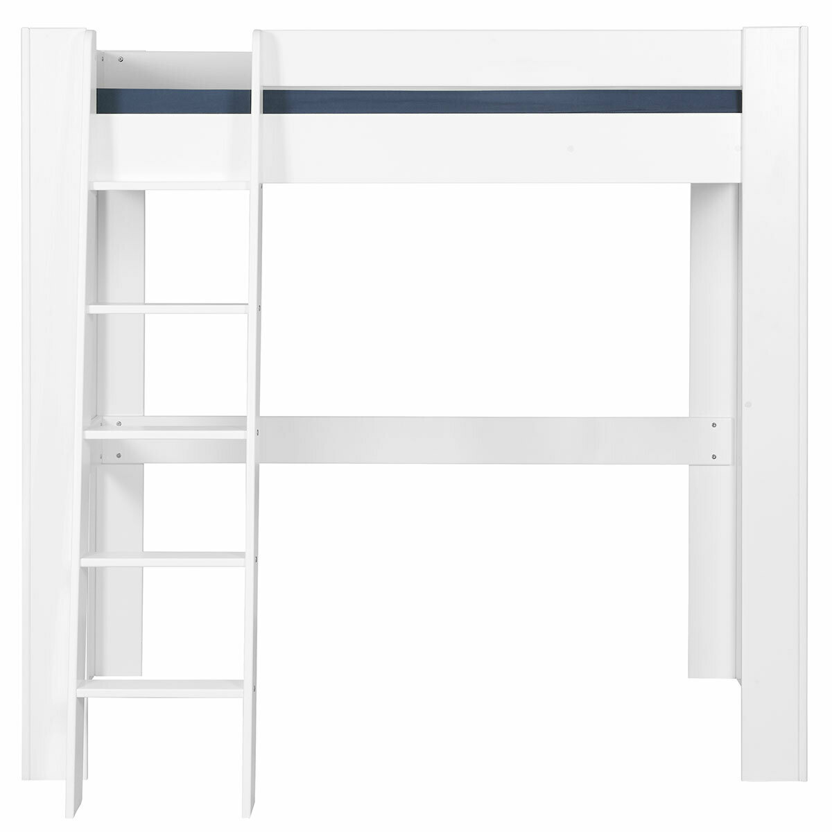Lit mezzanine 2 places Bois massif  LEE blanc, AKITEN RETAIL