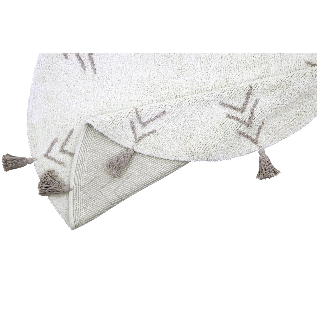 Tapis lavable en coton, ROUND TAN TAN gris clair, ivoire, HAPPY DECOR KIDS