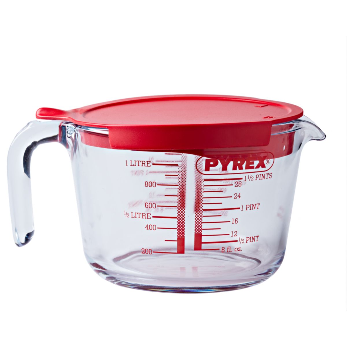 Verre doseur 1L + couvercle Classique transparent, PYREX