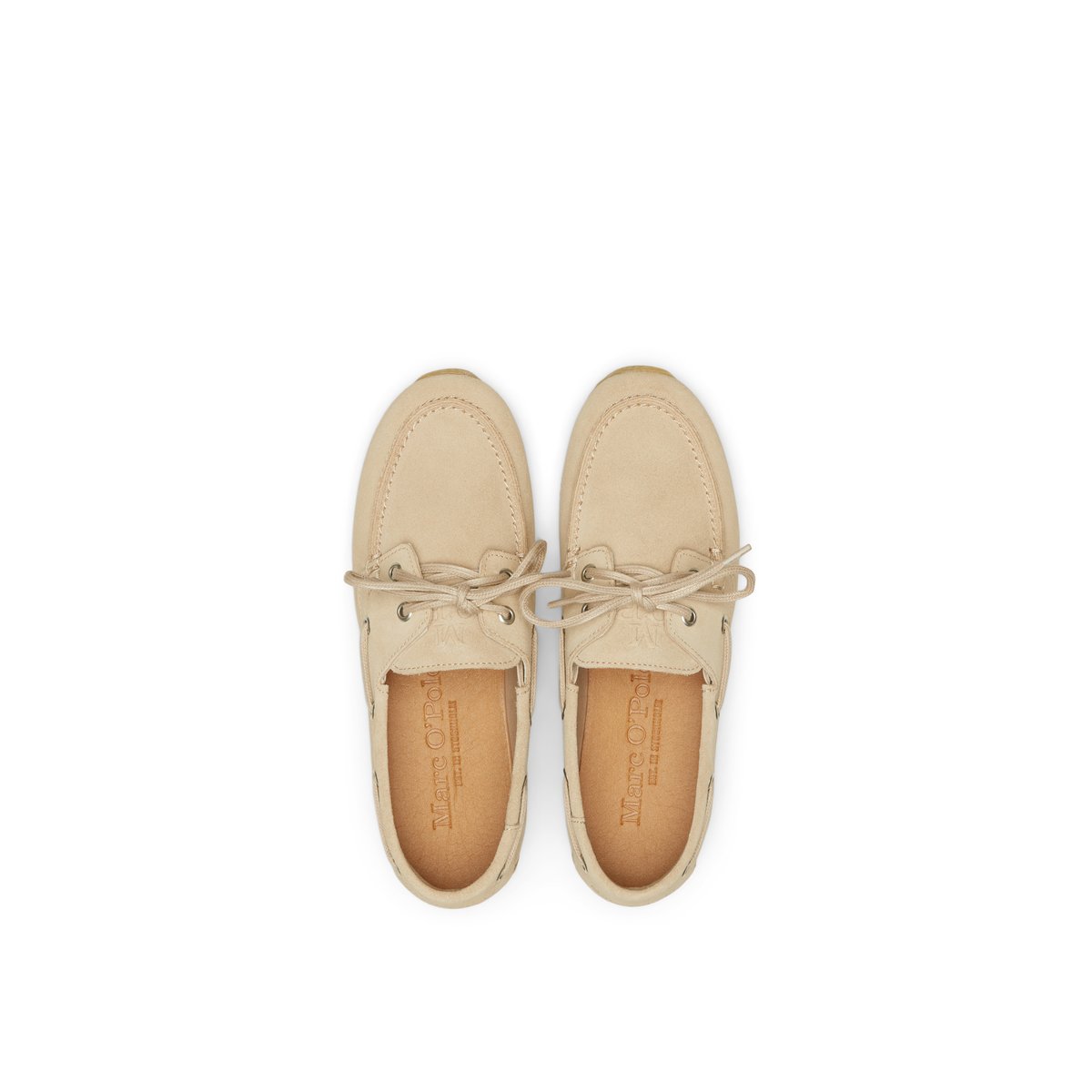 Chaussure bateau en cuir de vachette velours braun, MARC O'POLO