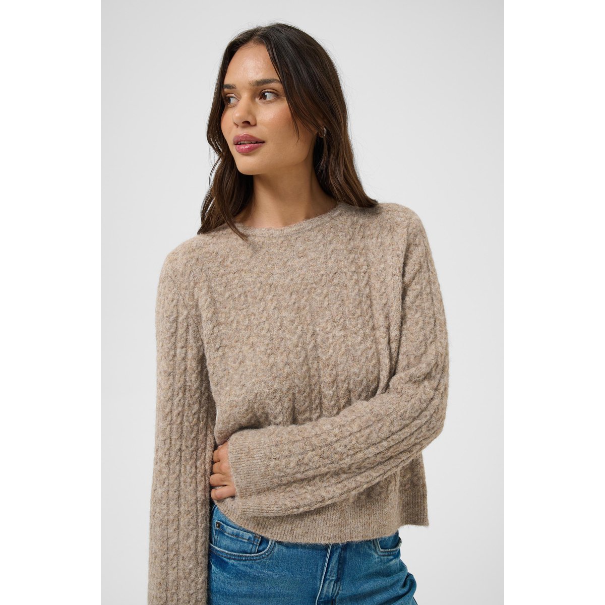 Pullover tricoté beige melange, KAFFE
