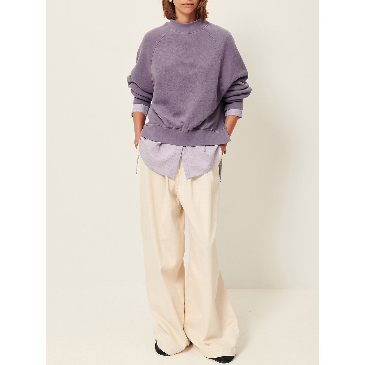 Sweat ample à col montant avec fentes côtés, OLIVEIRA mauve, SESSUN