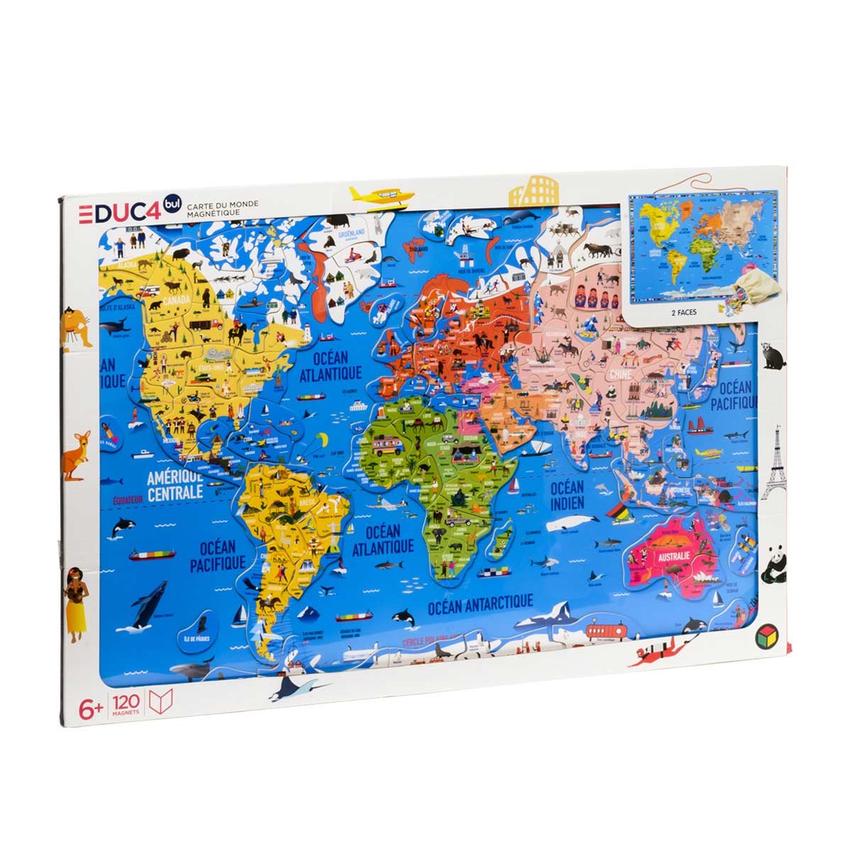 Carte du monde magnétique Recto Verso blanc, OXYBUL