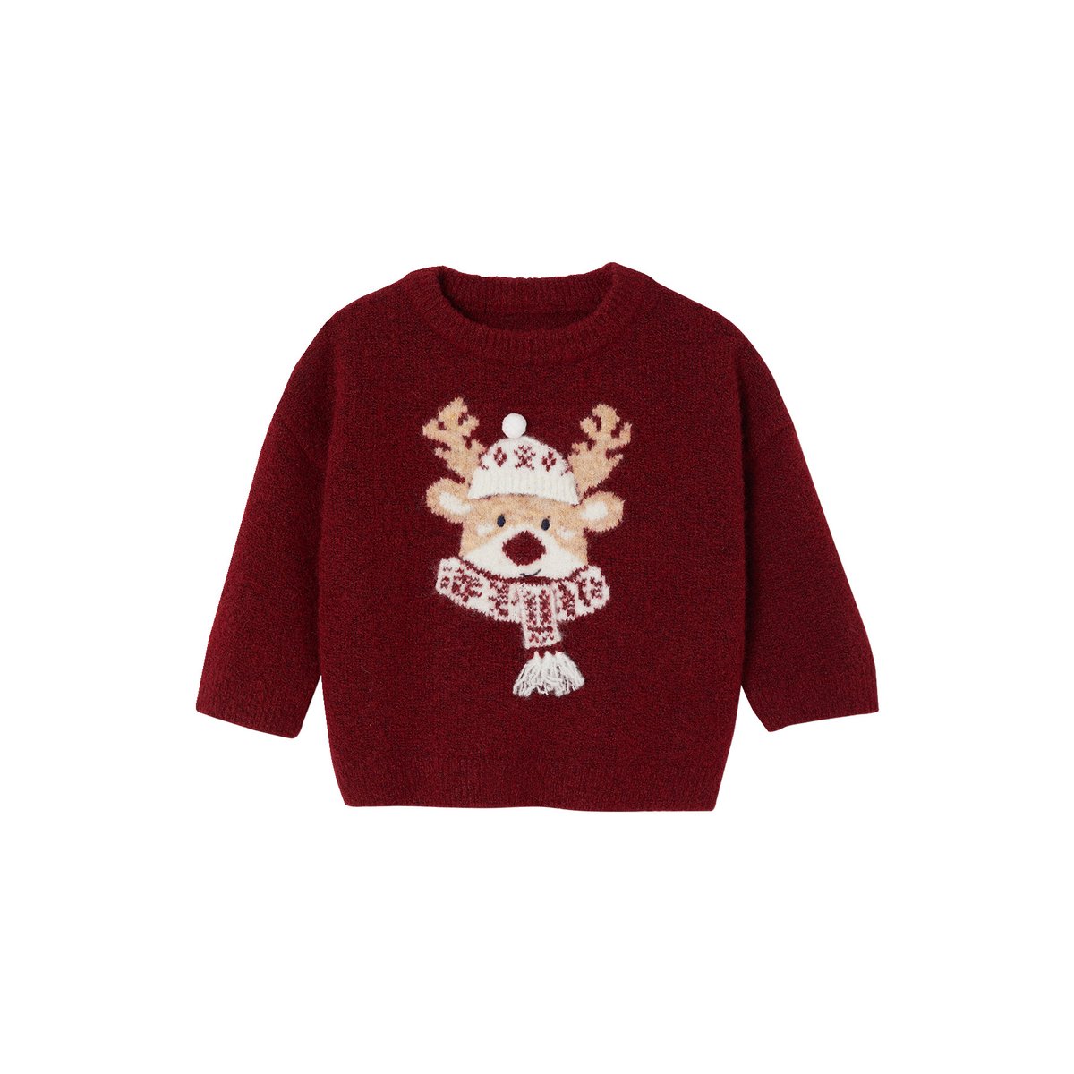 Pull Noël manches longues rouge, VERTBAUDET