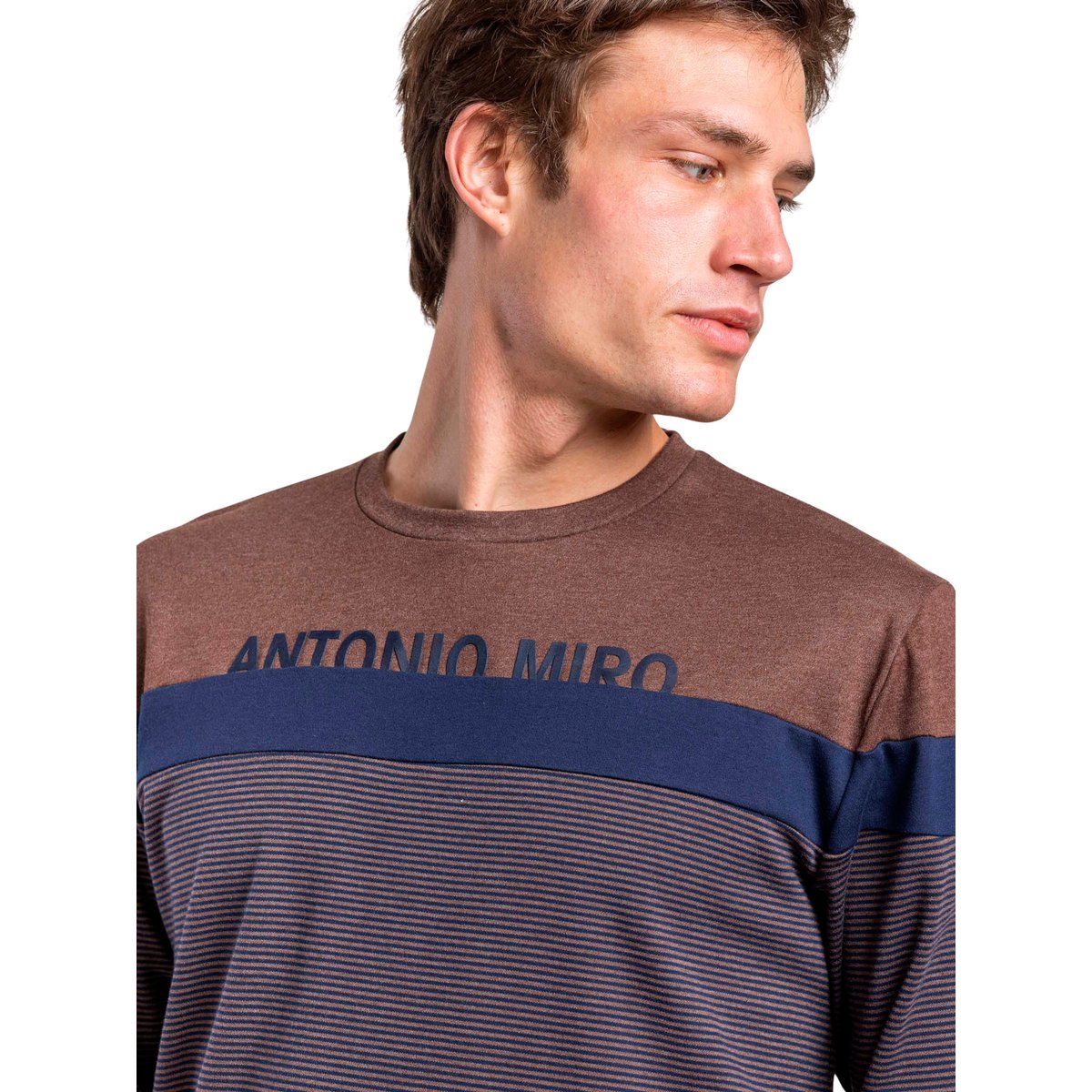 Pyjama pantalon top manches longues Rayas Dapper Antonio Miro marron, ADMAS