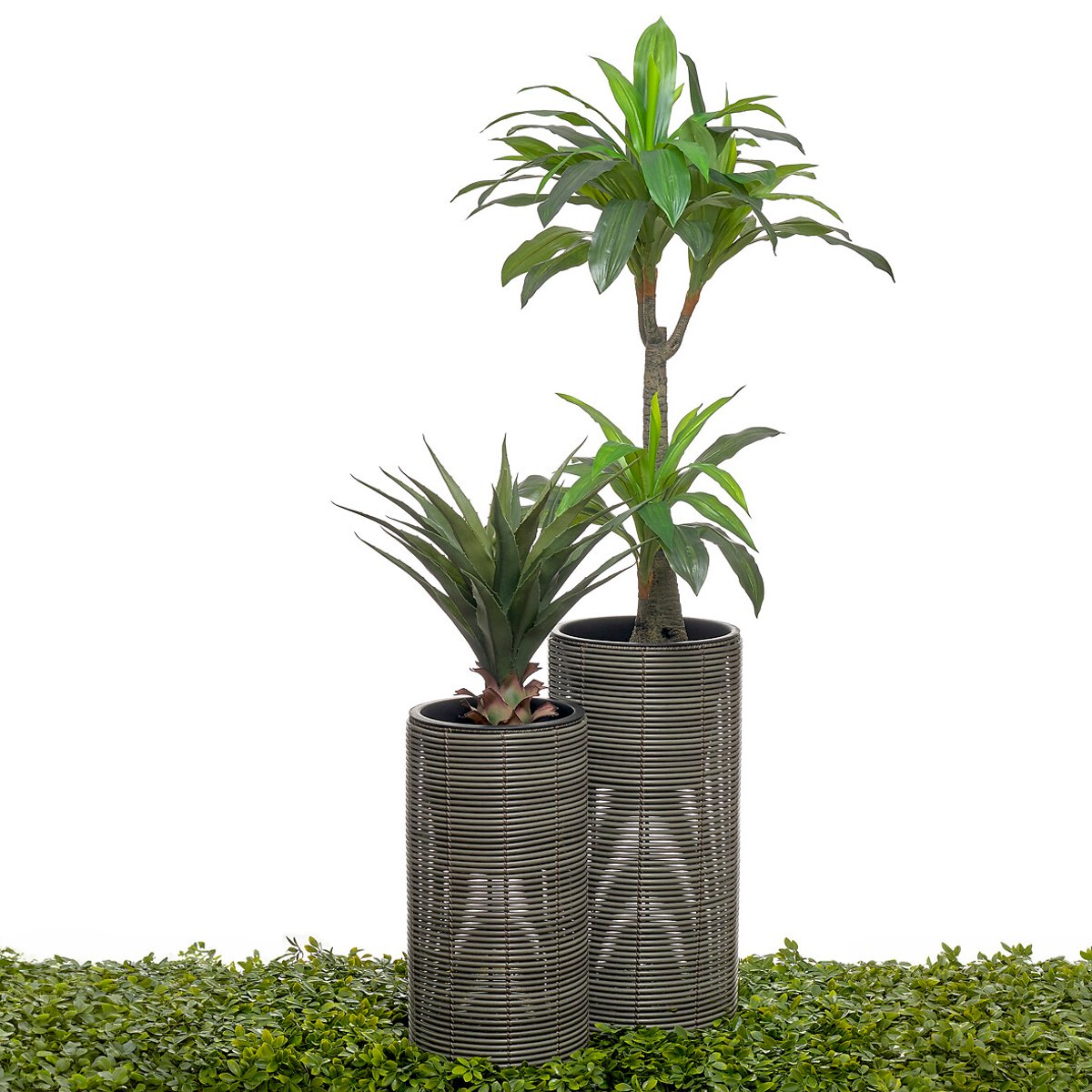 Conjunto de vasos em polyrattan, BORGHESI cinzento, BORGHESI