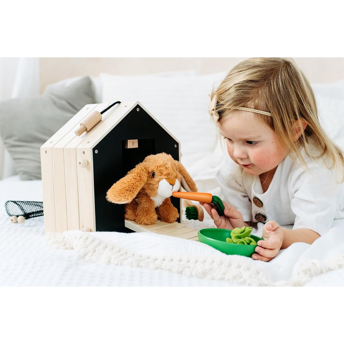Clapier à lapin avec enclos beige, SMALL FOOT COMPANY