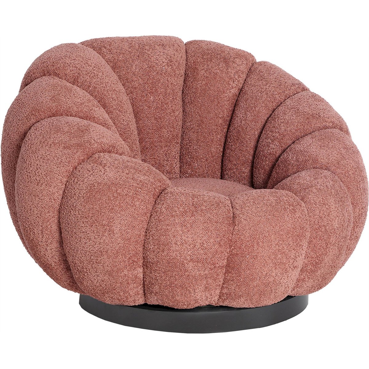 Fauteuil pivotant en coton bouclé terracotta coton bouclé, RECOLLECTION