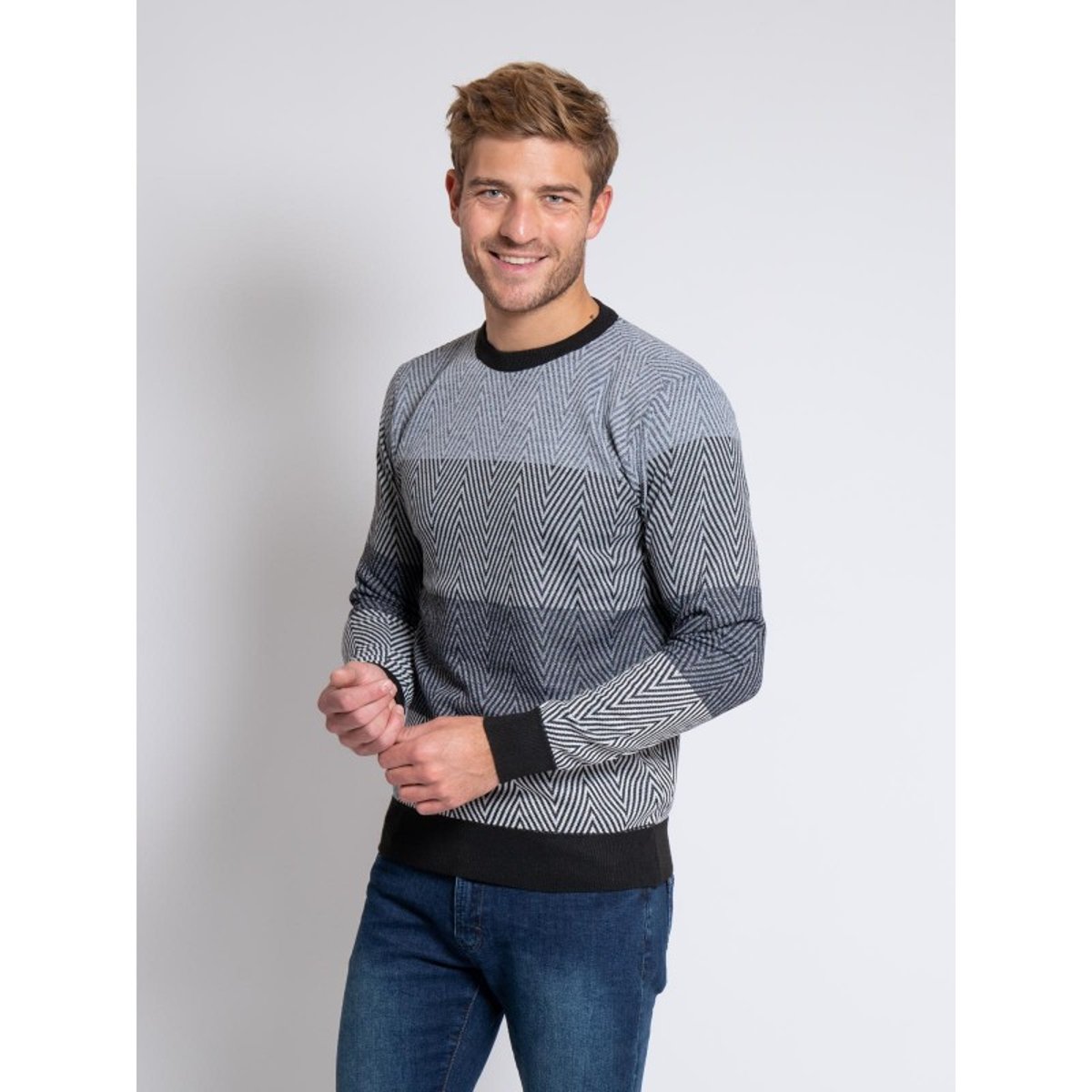 Pull Fin Col Rond Lorando gris foncé, RITCHIE