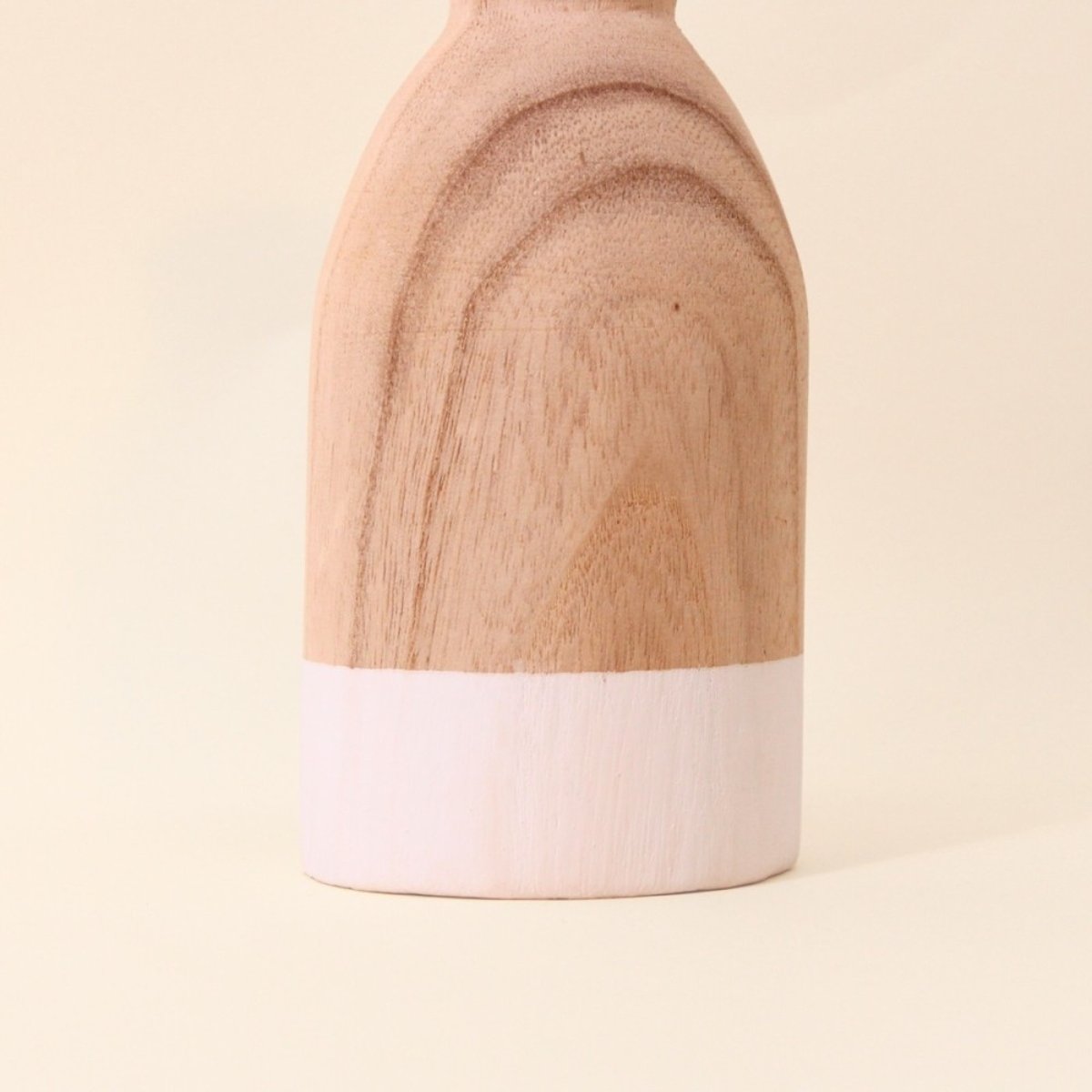 Vase bouteille en bois, H20cm naturel, ORNAMI