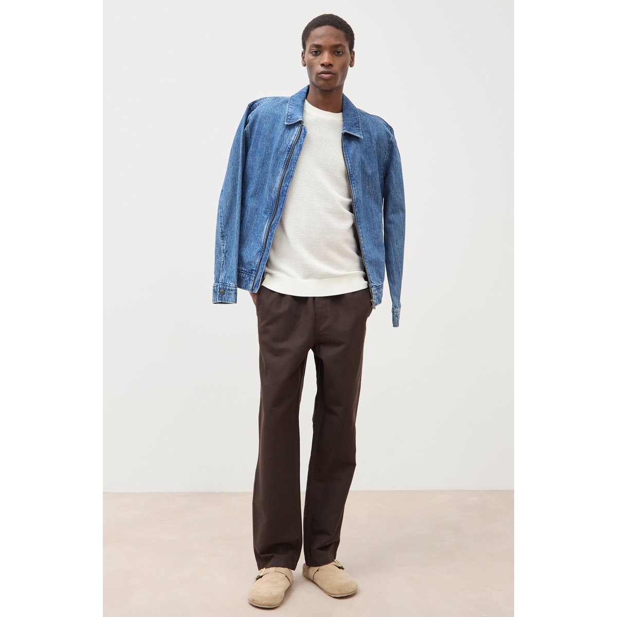 Pantalon coupe straight marron foncé, BONOBO