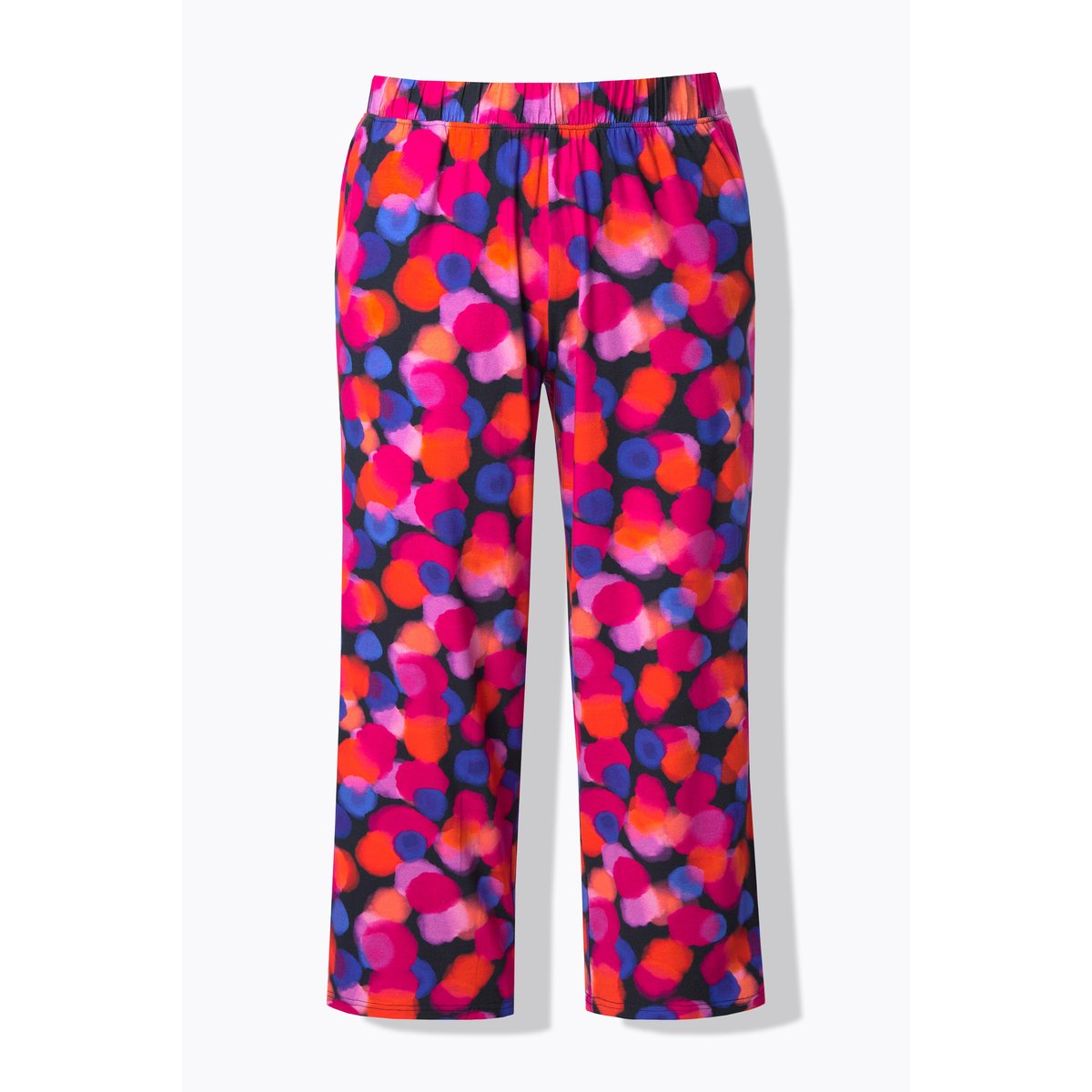 Pantalon 7/8 en jersey, motif gros pois noir, ULLA POPKEN