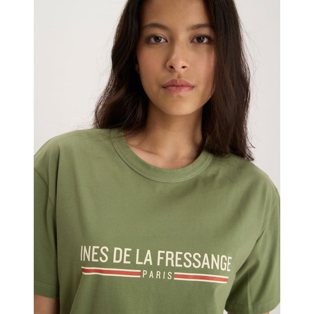 T-shirt Maxence en coton avec logo vert, INES DE LA FRESSANGE PARIS