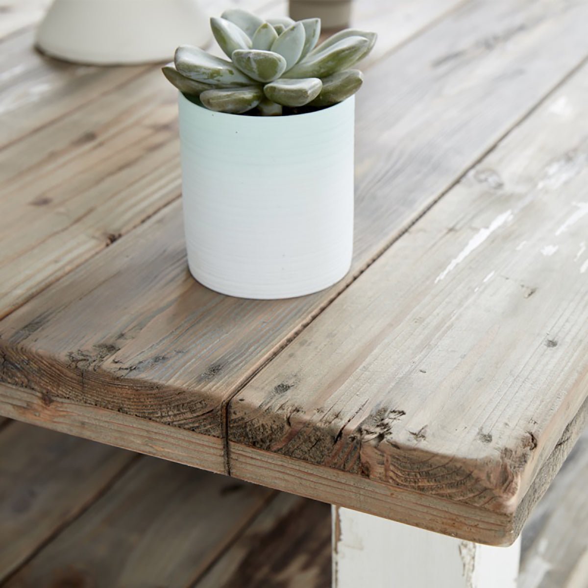 Table basse en bois recyclé massif 140 cm double plateau ATLANTIC blanc, BERAH GETAH