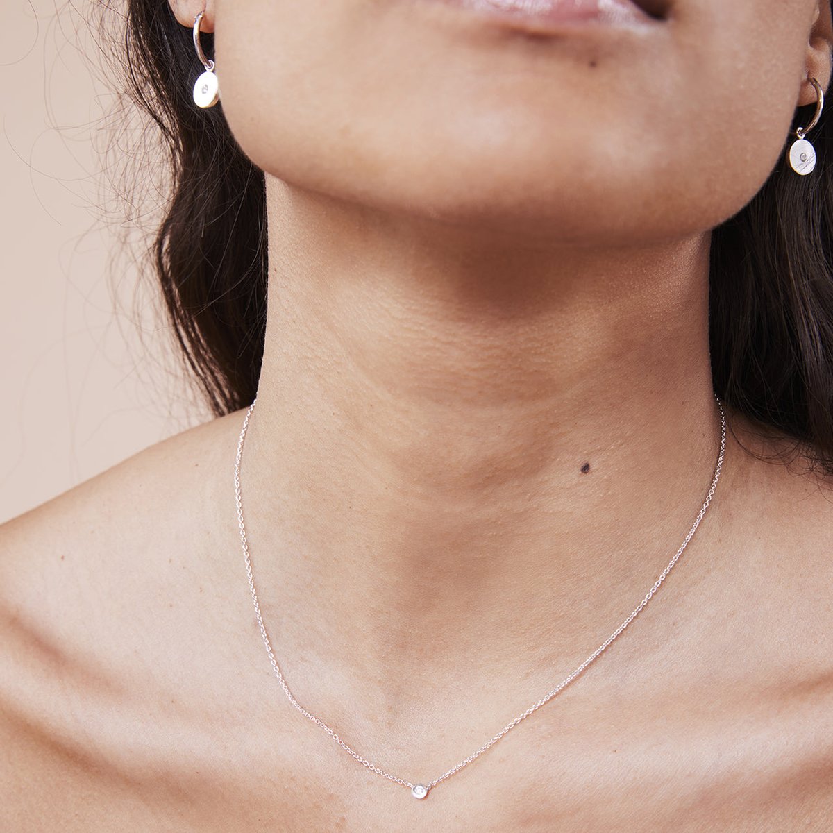 Collier fin argent 925 serti d'un Diamant 0.03 Carat argenté, BALABOOSTE