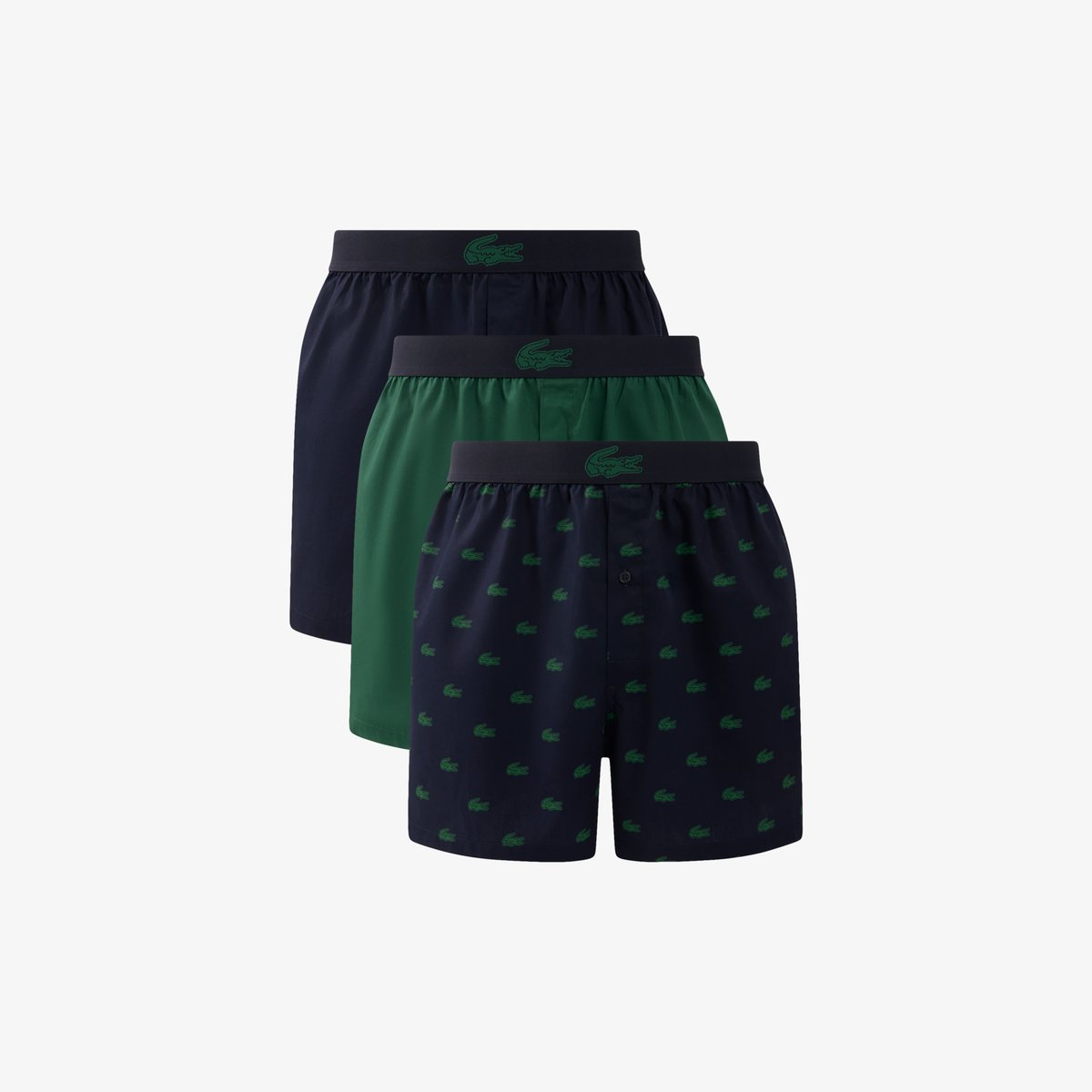 Lot de 3 caleçons popeline de coton bleu-9i6, LACOSTE