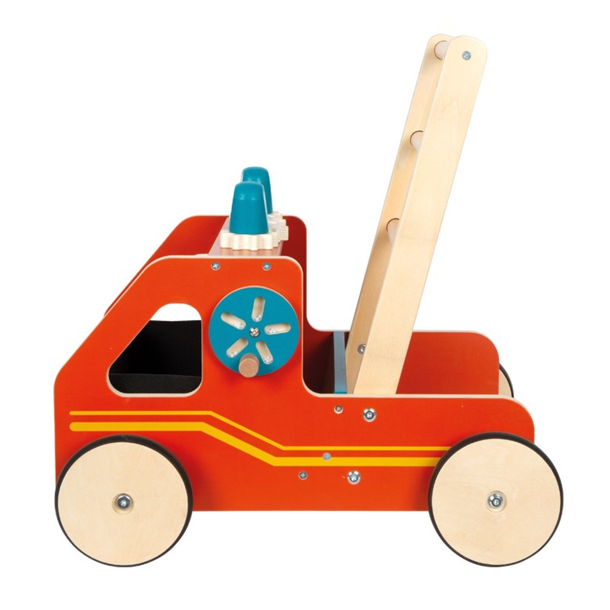 Chariot de marche en bois Pompiers rouge, SMALL FOOT COMPANY