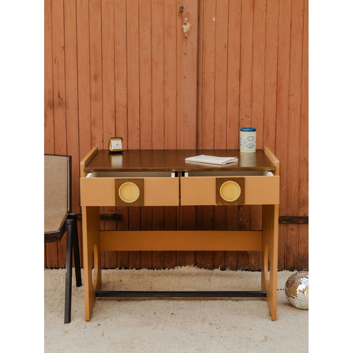 Bureau en bois marron et camel Yvan N°582 - Bon état marron, DEBONGOUT