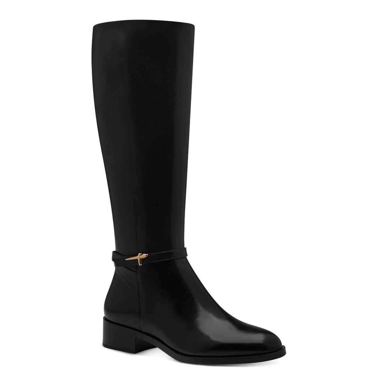 Bottes plates en cuir noir, TAMARIS