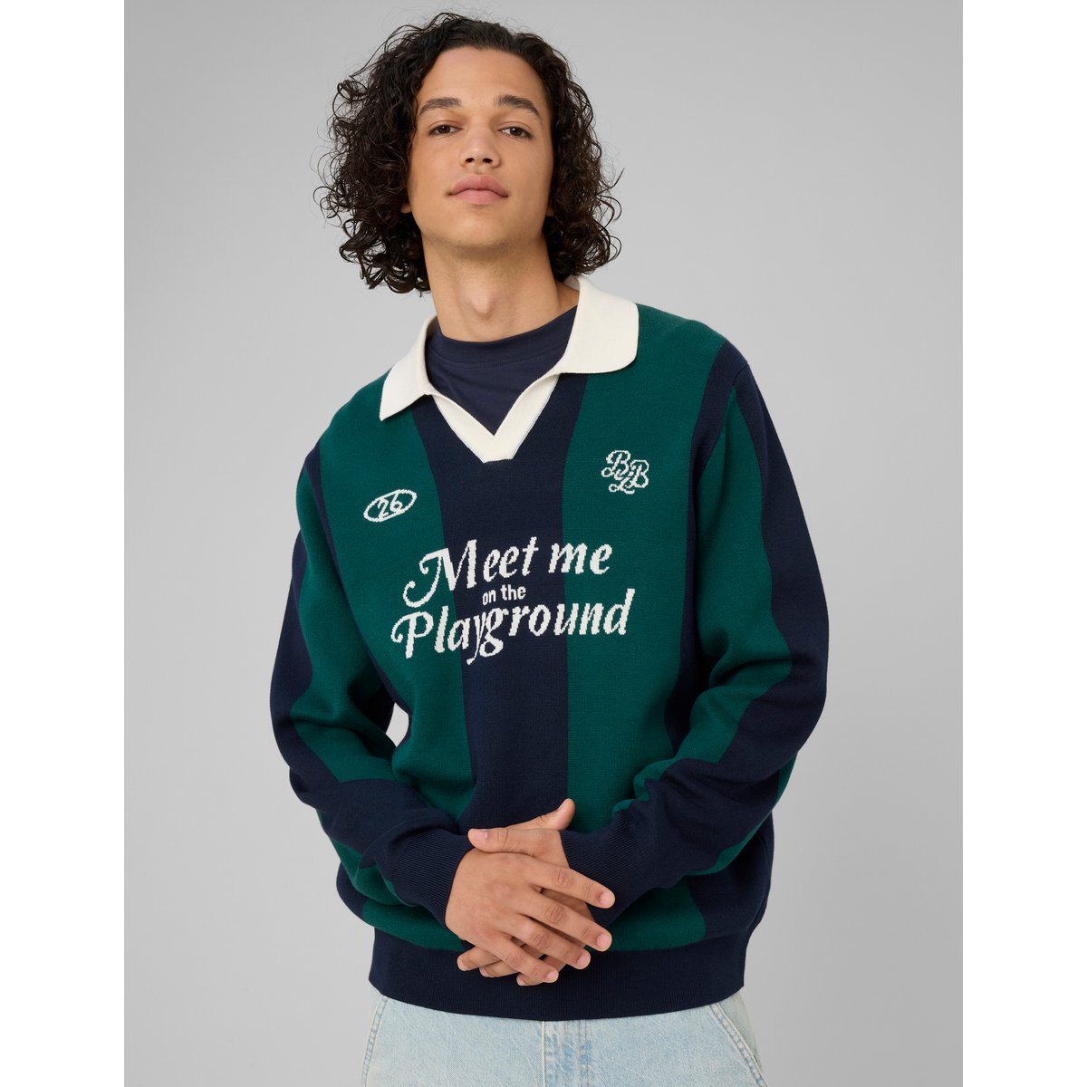 Pull col polo sport vert, BZB