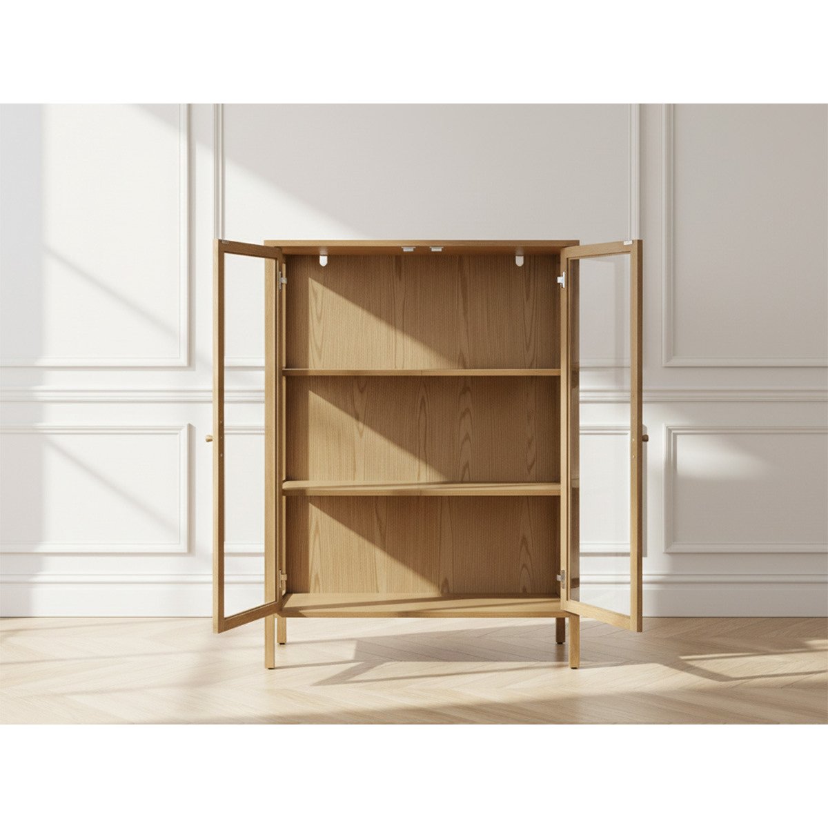 Buffet en placage portes 90 cm, CARMEN marron clair, BOBOCHIC