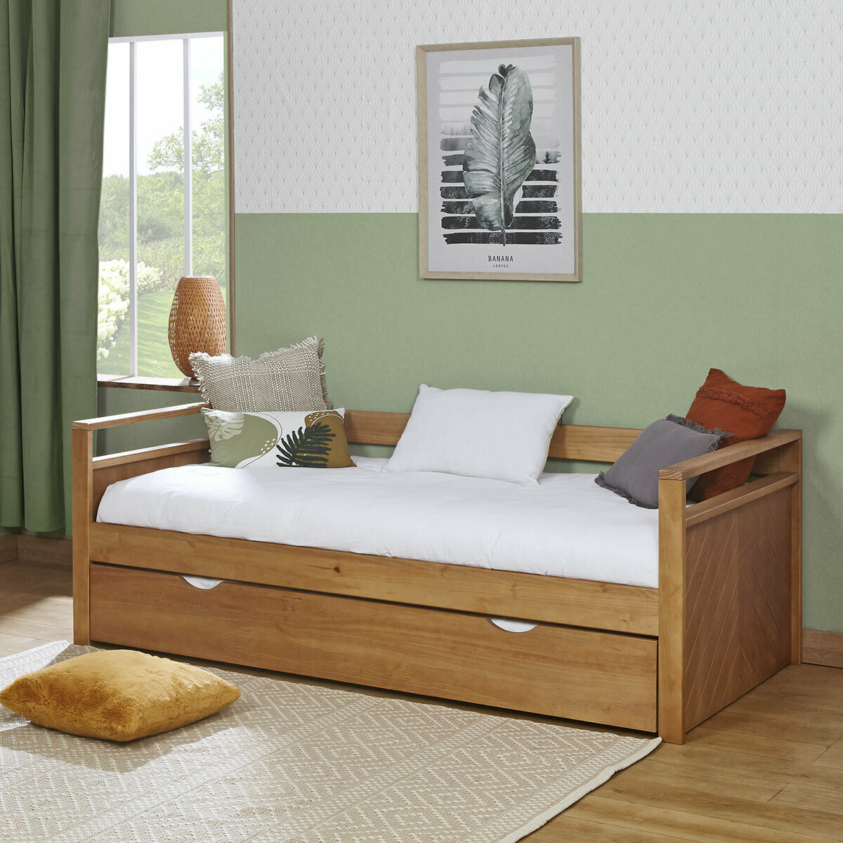 Lit banquette gigogne Bois massif IVY bois, AKITEN RETAIL