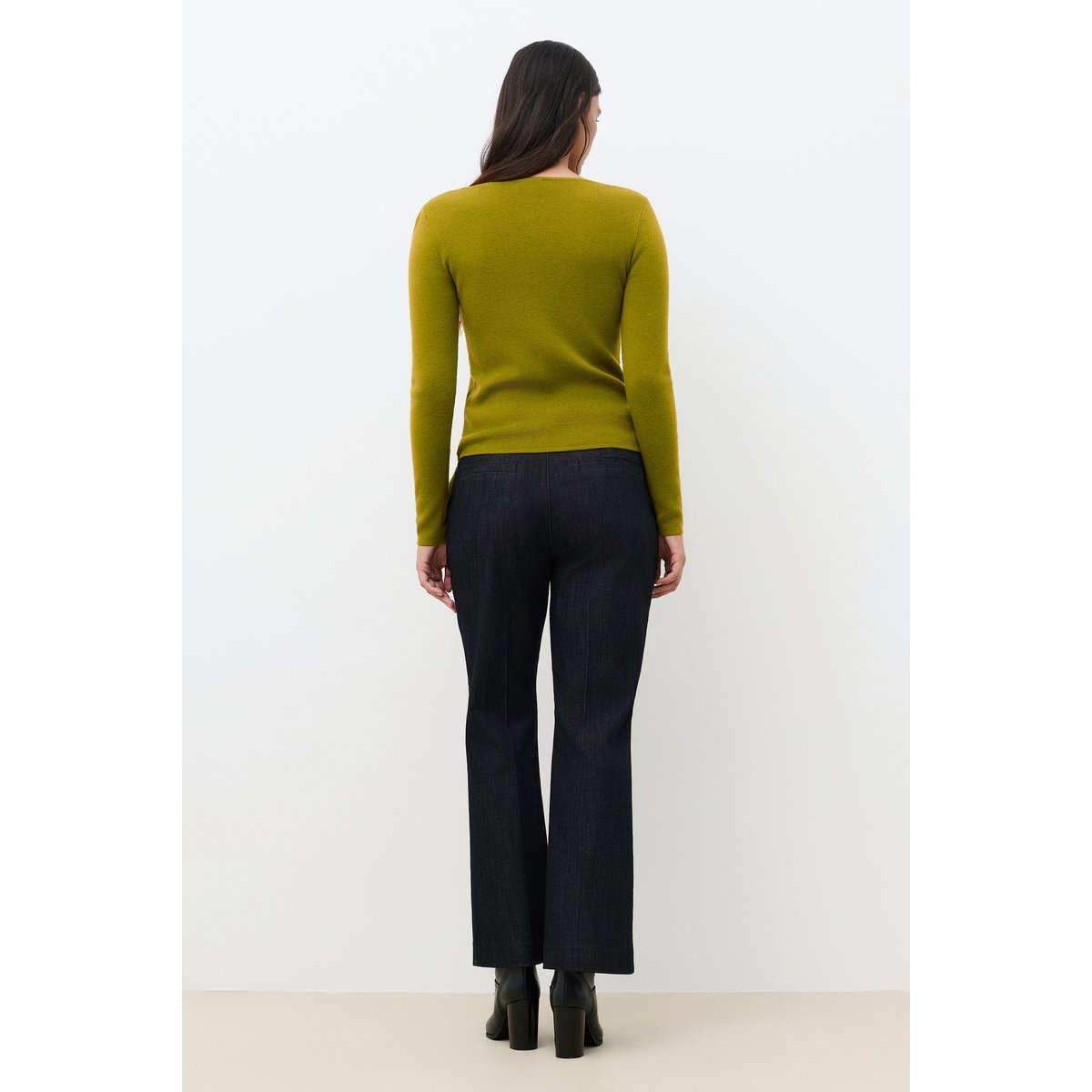 Pull droit col bateau MBIANCA vert olive, CAROLL
