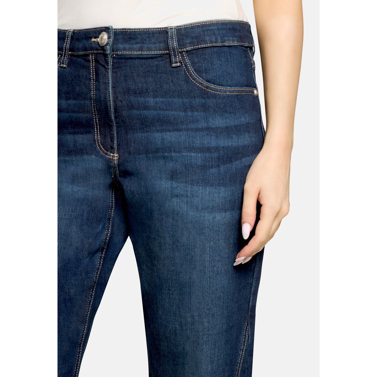 Pantalon casual unicolore dark blue denim, BETTY BARCLAY