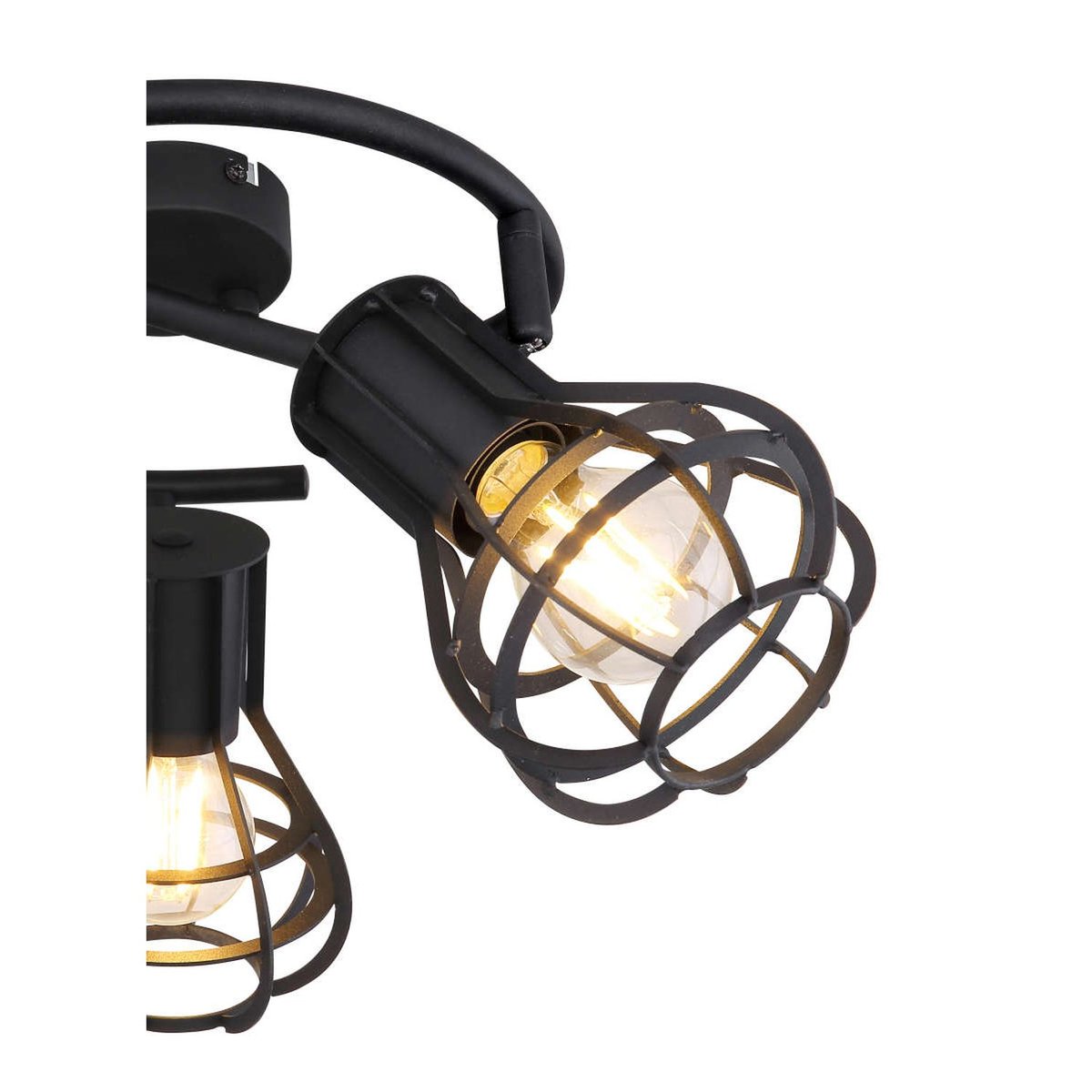Plafonnier rond 3 spots design industriel CLASTRA noir, GLOBO LIGHTING