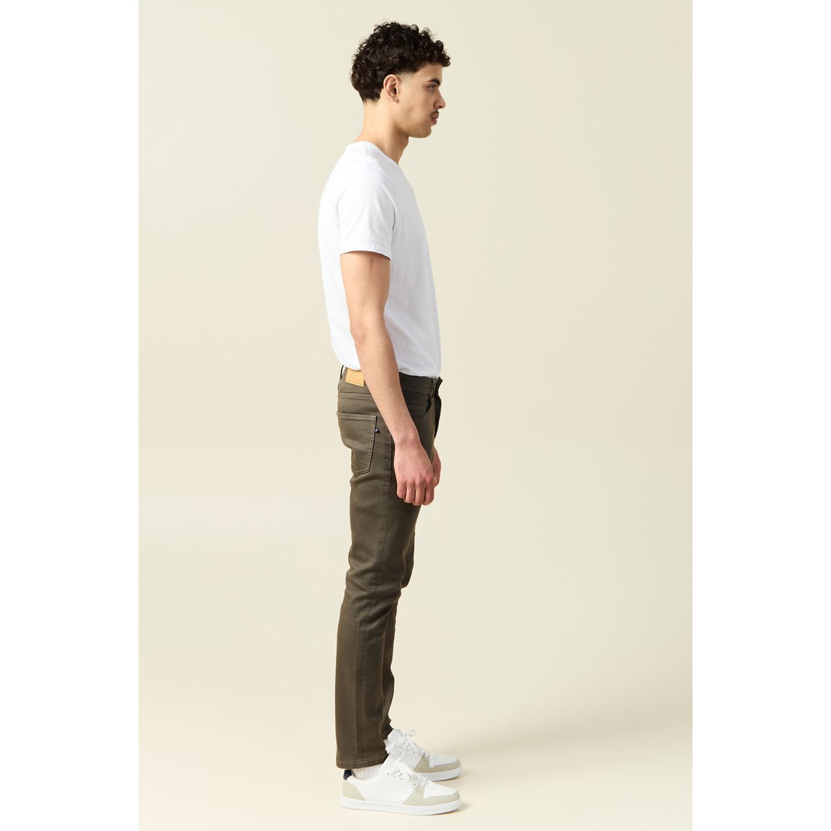 Jeans slim 5 poches vert kaki, BONOBO