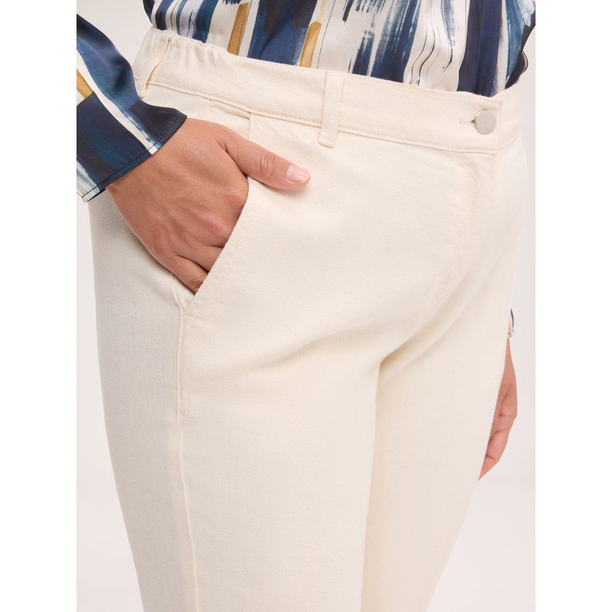 chinos en coton stretch blanc, FIORELLA RUBINO