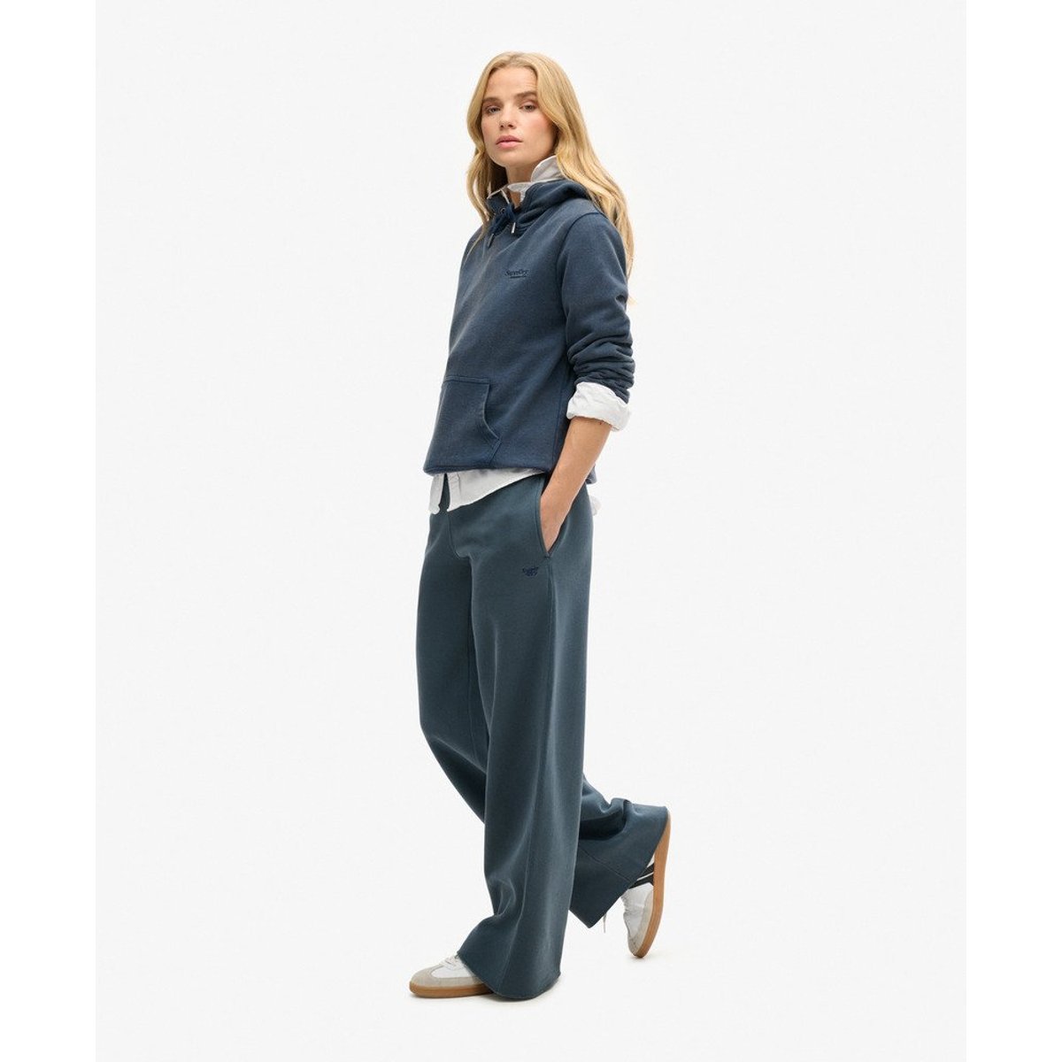 Pantalon de survêtement large délavé bleu marine éclipse, SUPERDRY