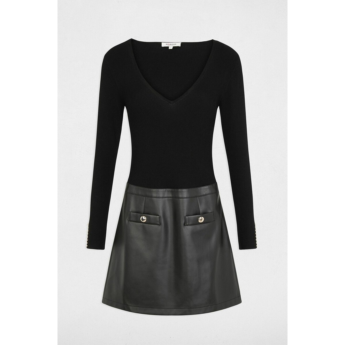 2-in-1 Fitted Mini Dress black, MORGAN