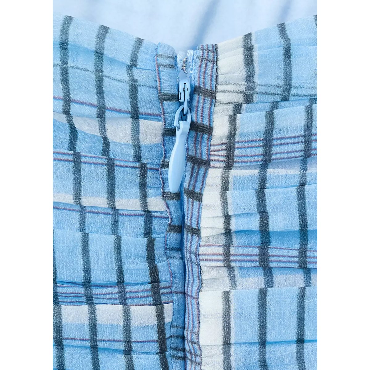 Robe froncée à carreaux bleu, MANGO