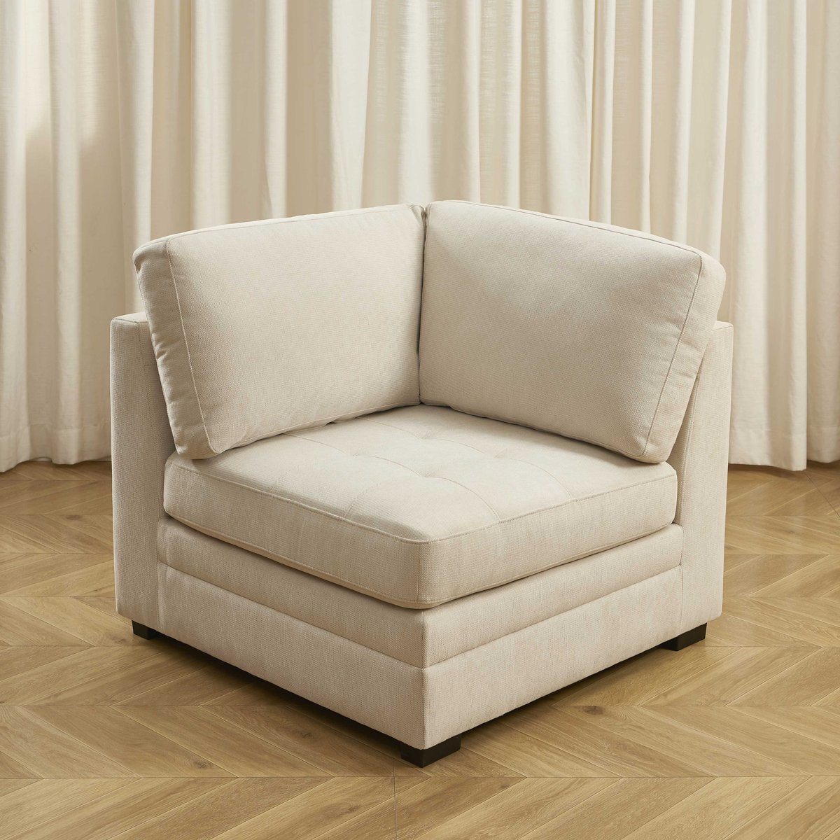 Chauffeuse d'angle 1 place en tissu BILLIE beige, SORELH