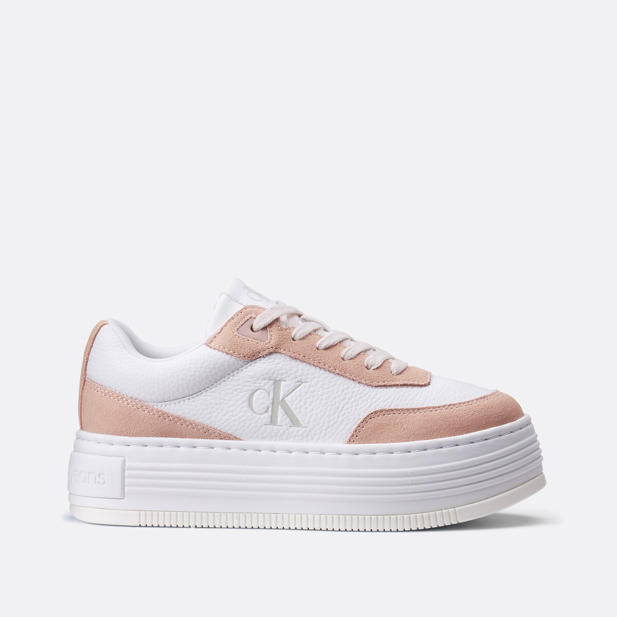 CK Jeans Leather Wedge Trainers white/pink, CALVIN KLEIN JEANS