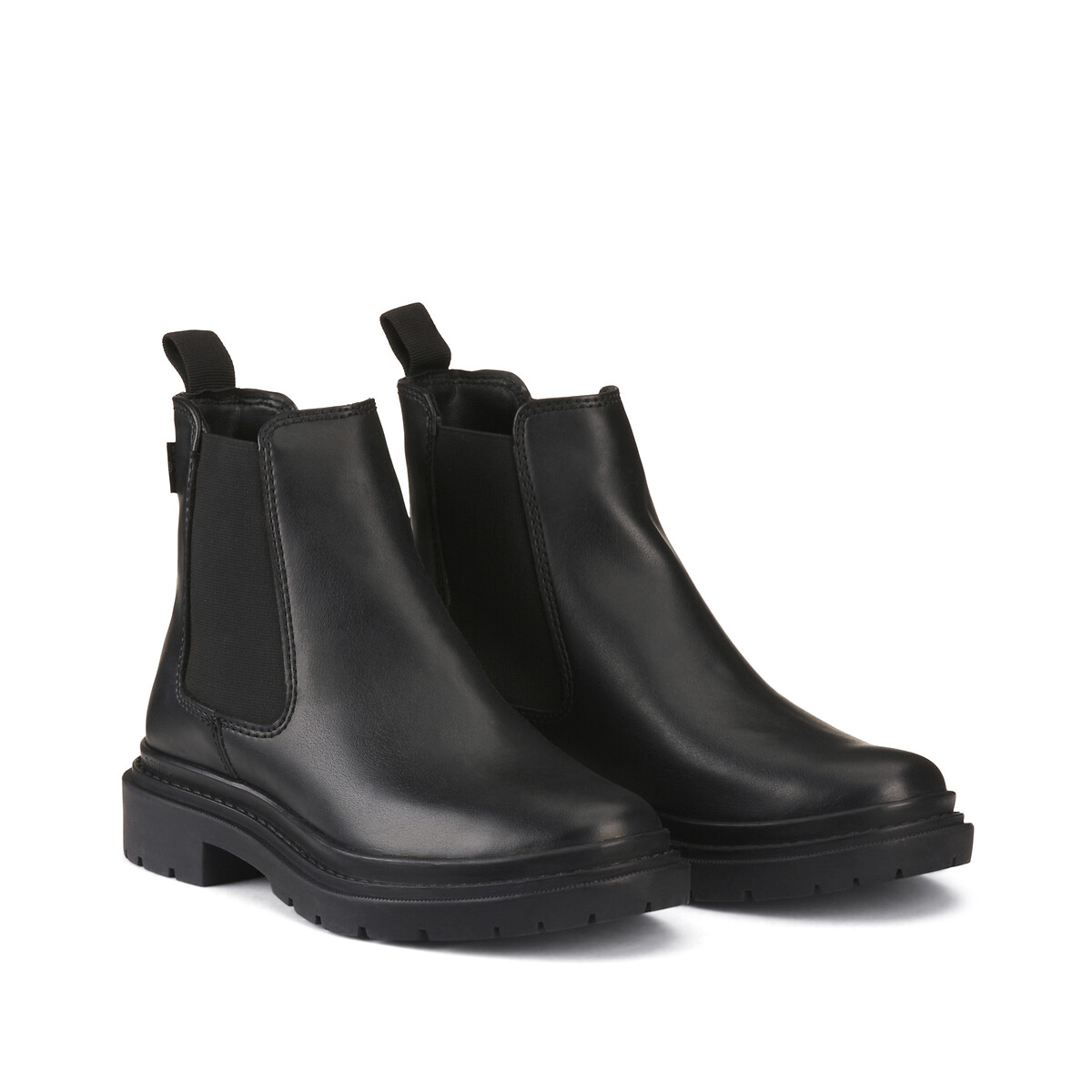 Bottines a semelle crantee cuir signature judith noir La Redoute Collections La Redoute