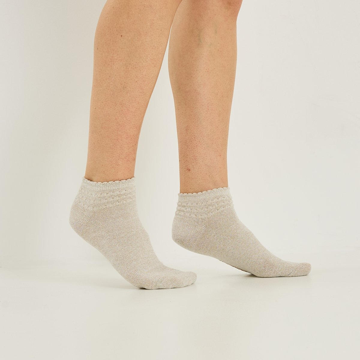 Lot de 2 paires de socquettes blanc cassé ecru, GRAIN DE MALICE