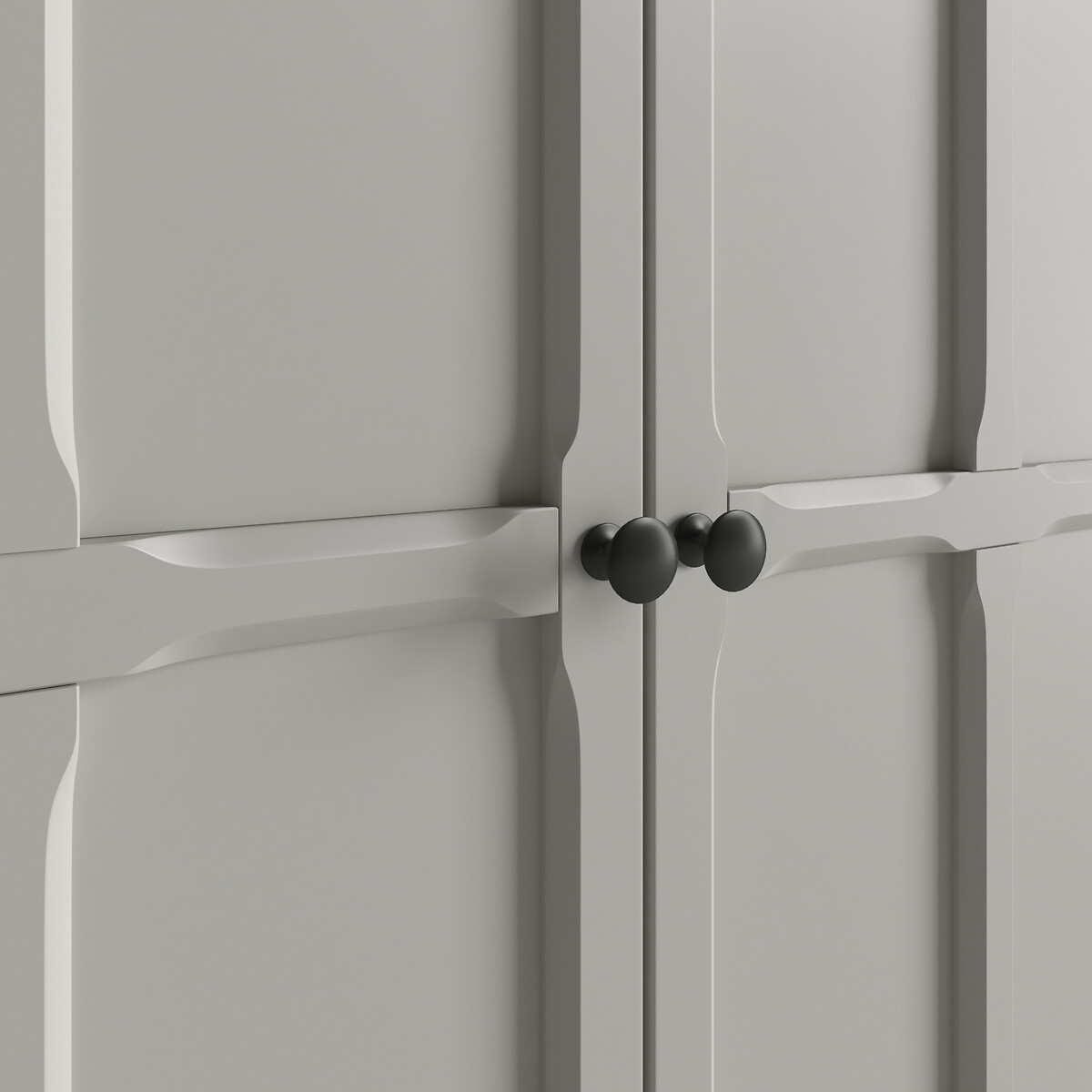 Eugénie Oak Veneer Double Wardrobe with 4 Shelves light grey, LA REDOUTE INTERIEURS