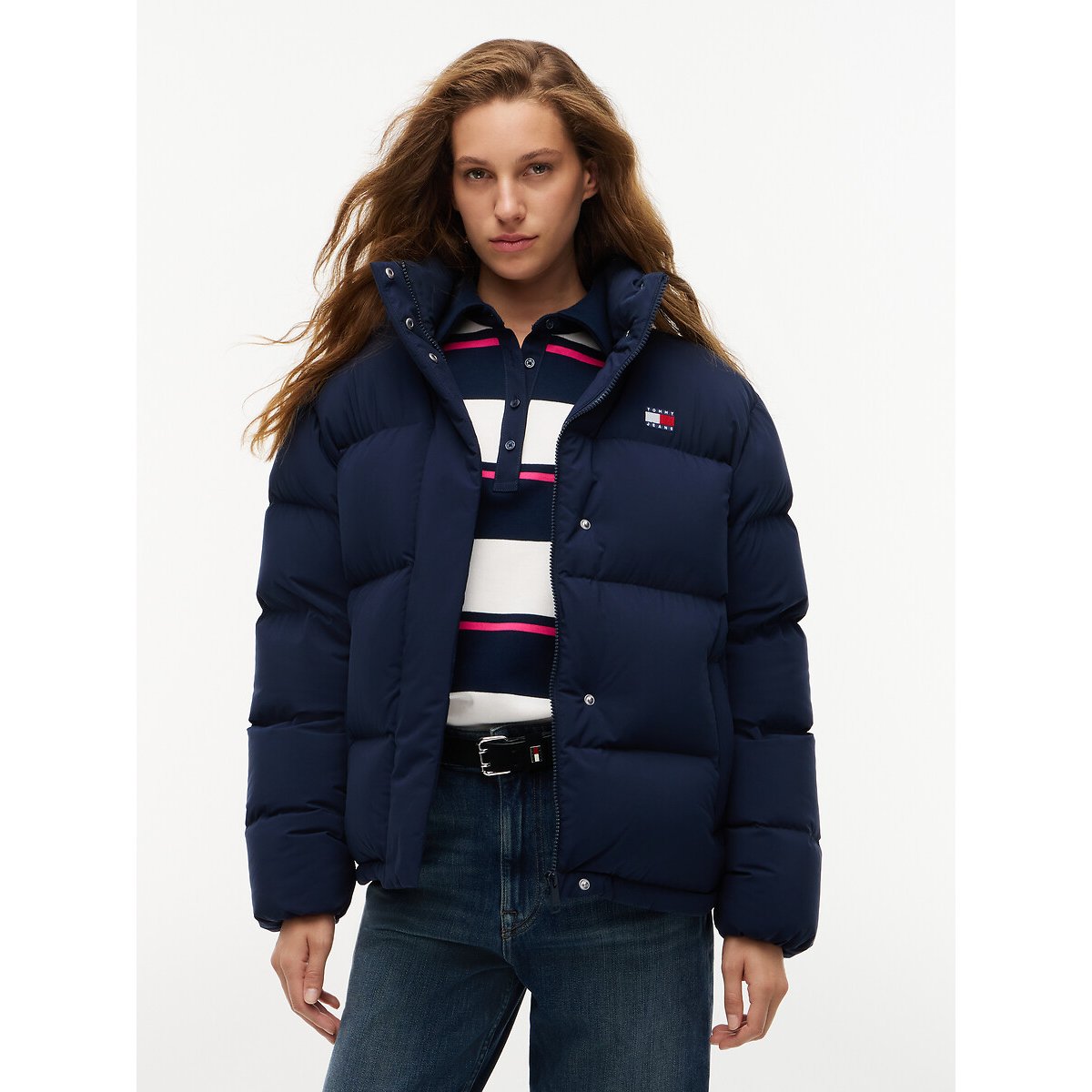 Chaqueta acolchada corta con capucha ALASKA azul marino, TOMMY JEANS