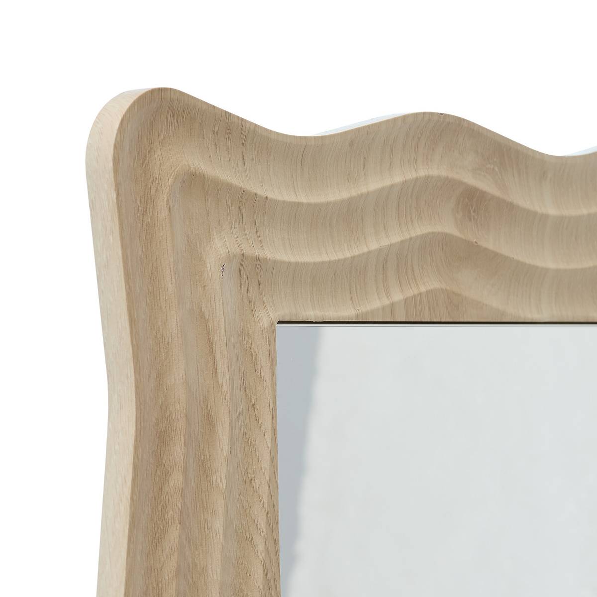 Miroir mural rectangulaire cadre bois vague CHARLIE beige, ATMOSPHERA