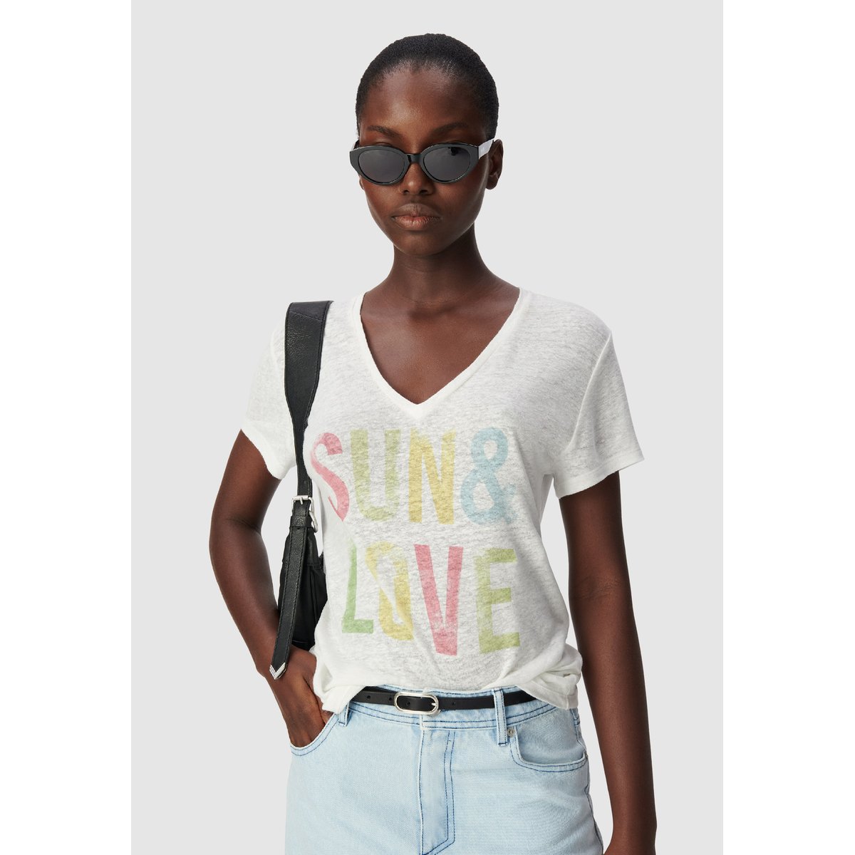 Tee-shirt col V message off-white, IKKS